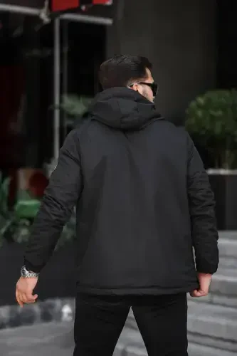 MEN'S WINTER COAT WITH FUR LINING-black - 5