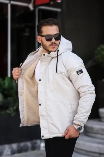 MEN'S WINTER JACKET FUR COAT & JACKET COAT-beige - GENEL MARKALAR (1)