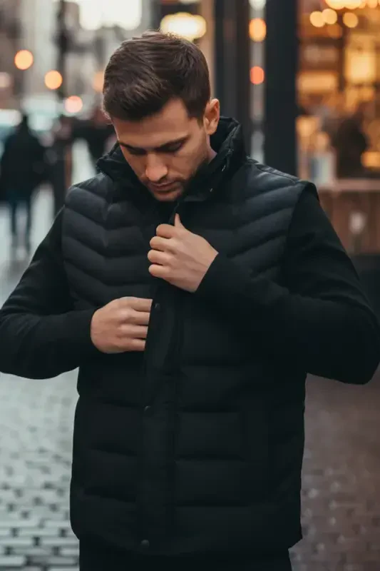 Men's Winter Puffer Vest (With Detachable Hood) - 3