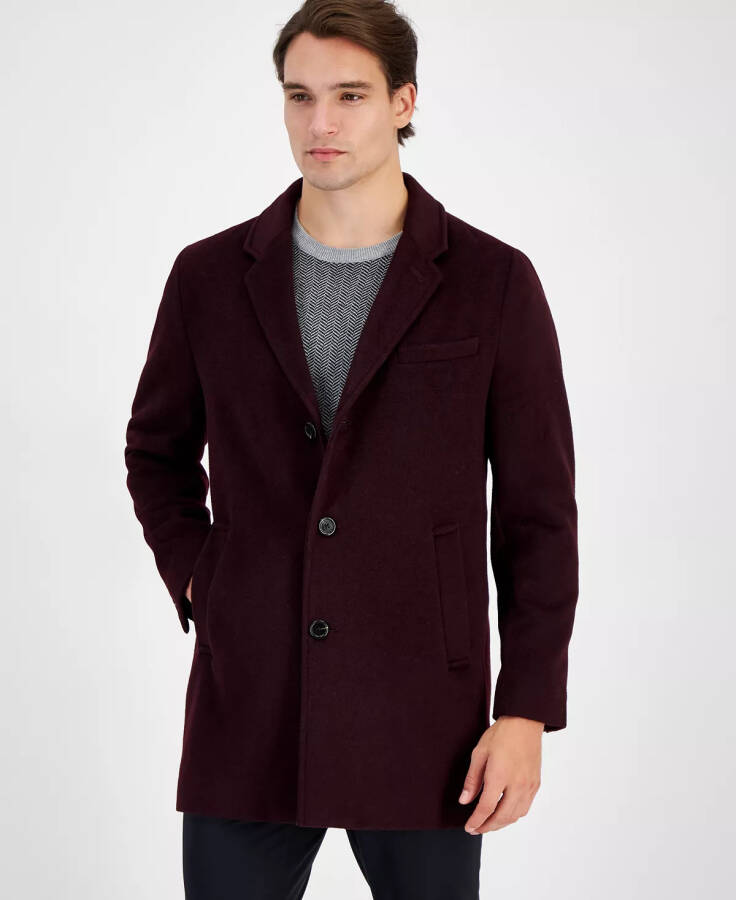 Men's Wool-Blend Car Coat Burgundy - 1