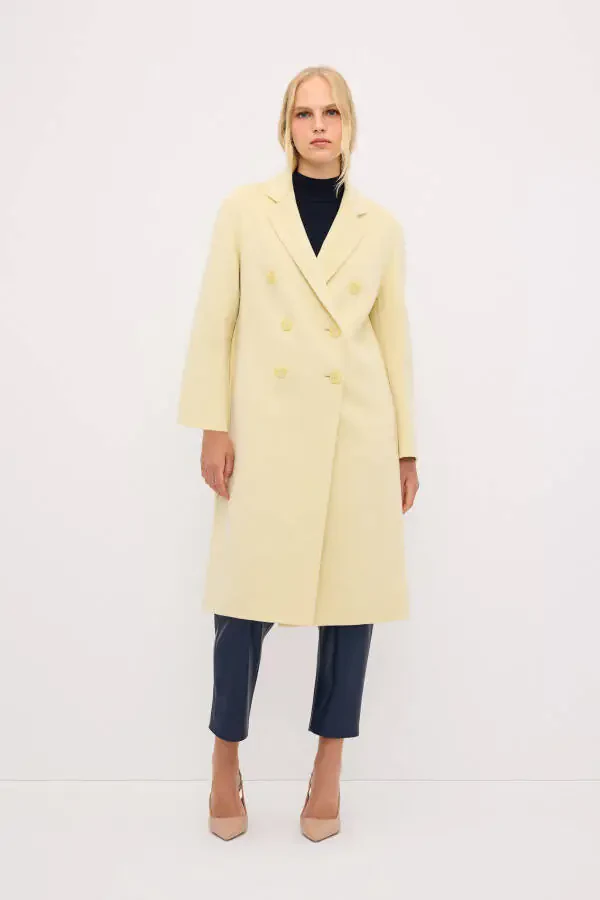 Men's Wool Blend Overcoat With Collar - 1