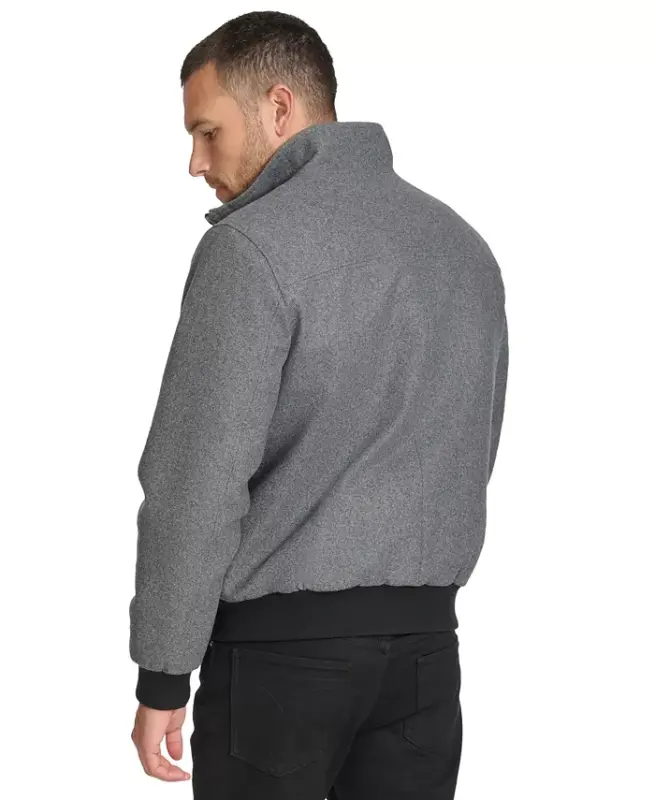 Men's Wool Bomber Jacket With Knit Trim - 2