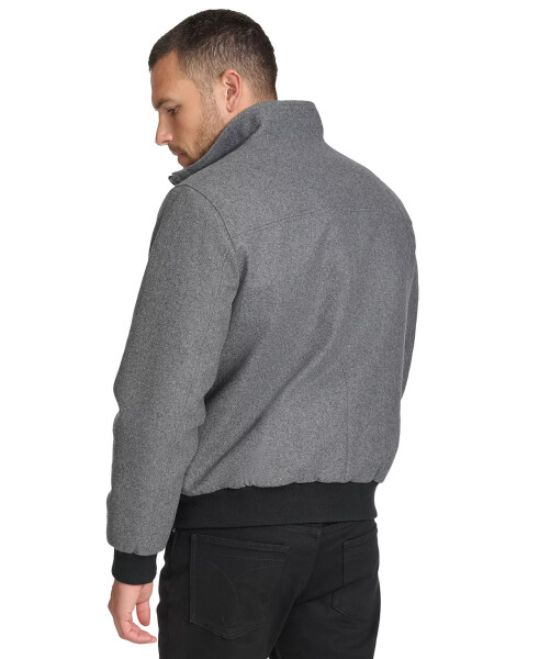 Men's Wool Bomber Jacket With Knit Trim Charcoal - 2