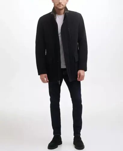 Men's Wool Plush Car Coat - Black - 1