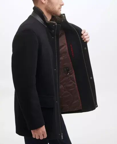Men's Wool Plush Car Coat - Black - Cole Haan (1)