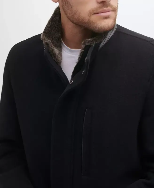 Men's Wool Plush Car Coat - Black - 3