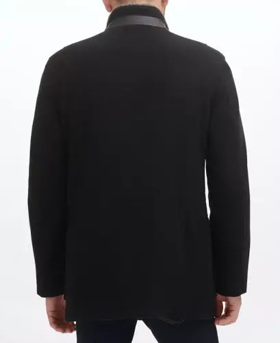 Men's Wool Plush Car Coat - Black - 4