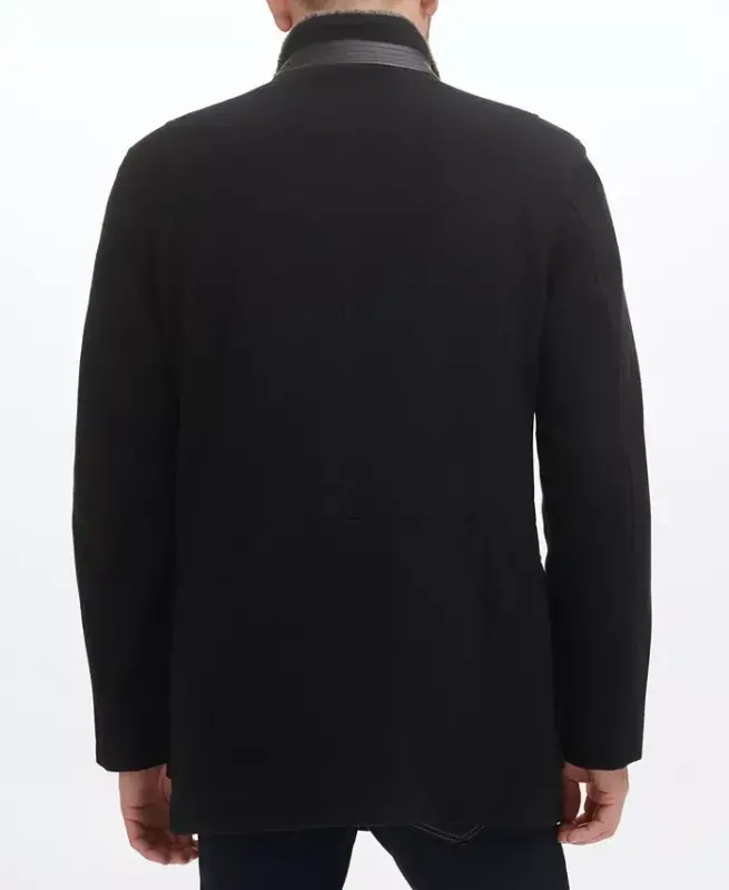 Men's Wool Plush Car Coat - Black - 4