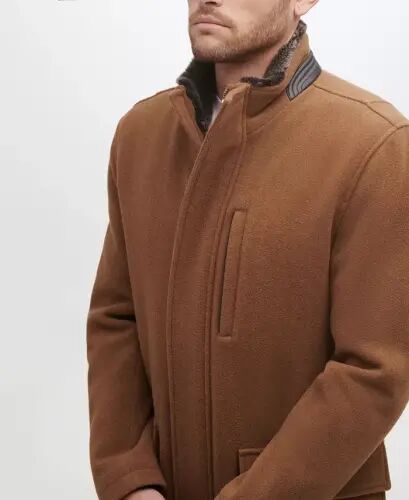 Men's Wool Plush Car Coat - Camel - 4