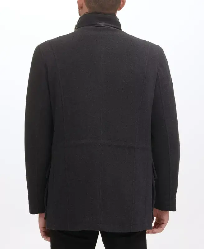 Men's Wool Plush Car Coat-Charcoal - 5