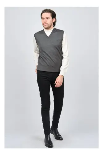 Men's Wool Sweater Knitwear - charcoal 