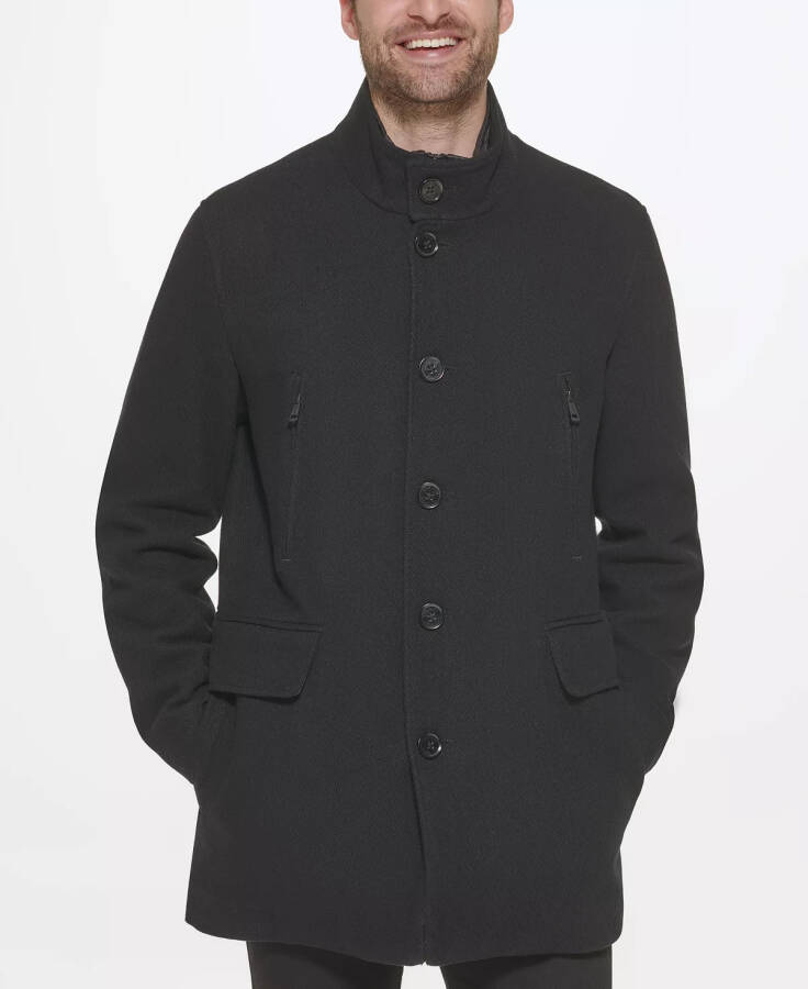 Men's Wool Twill Stand Collar Topper with Nylon Bib Coat Black - 5