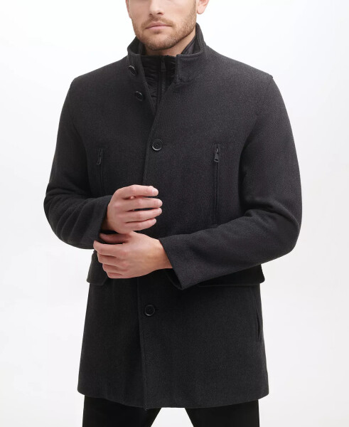 Men's Wool Twill Stand Collar Topper with Nylon Bib Coat Charcoal - 3