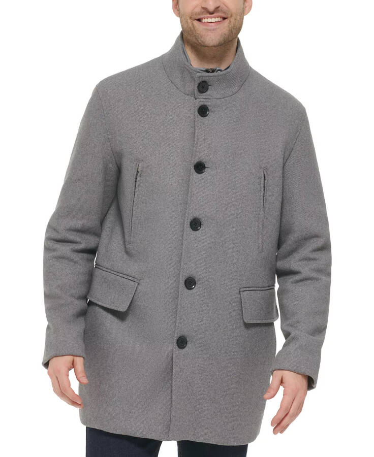 Men's Wool Twill Stand Collar Topper with Nylon Bib Coat Light Grey - 2