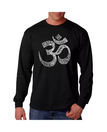 Men's Word Art Long Sleeve T-Shirt- Poses Om - 1