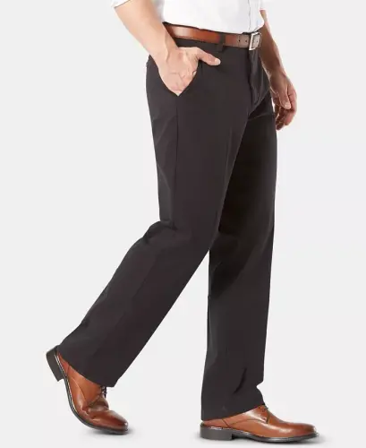 Men's Workday Smart 360 Flex Classic Fit Khaki Stretch Pants-Black - 2