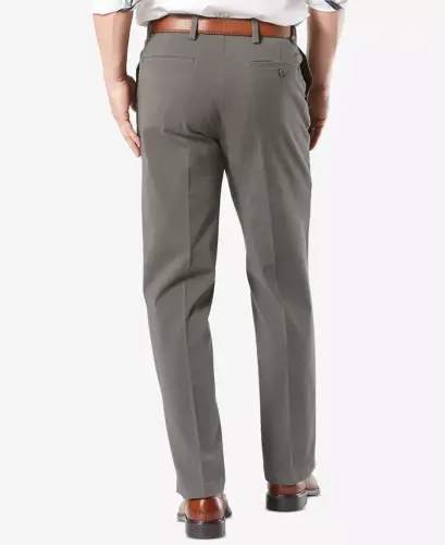 Men's Workday Smart 360 Flex Classic Fit Khaki Stretch Pants-Dark Gray - 6
