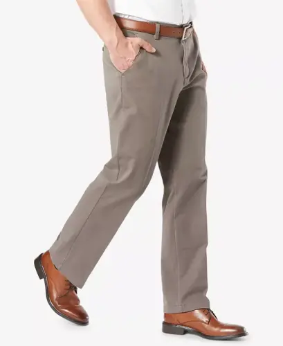 Men's Workday Smart 360 Flex Classic Fit Khaki Stretch Pants-Med Brown - 2