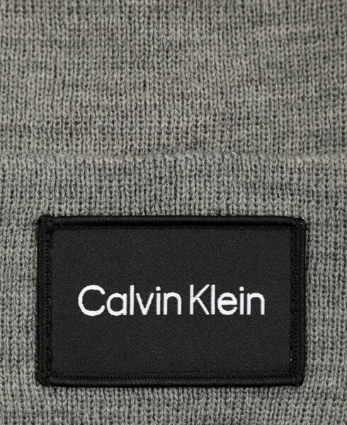 Men's Woven Logo Patch Beanie Medium Grey Heathe - 2