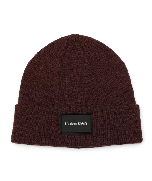 Men's Woven Logo Patch Beanie Tawny Port Heather - 2