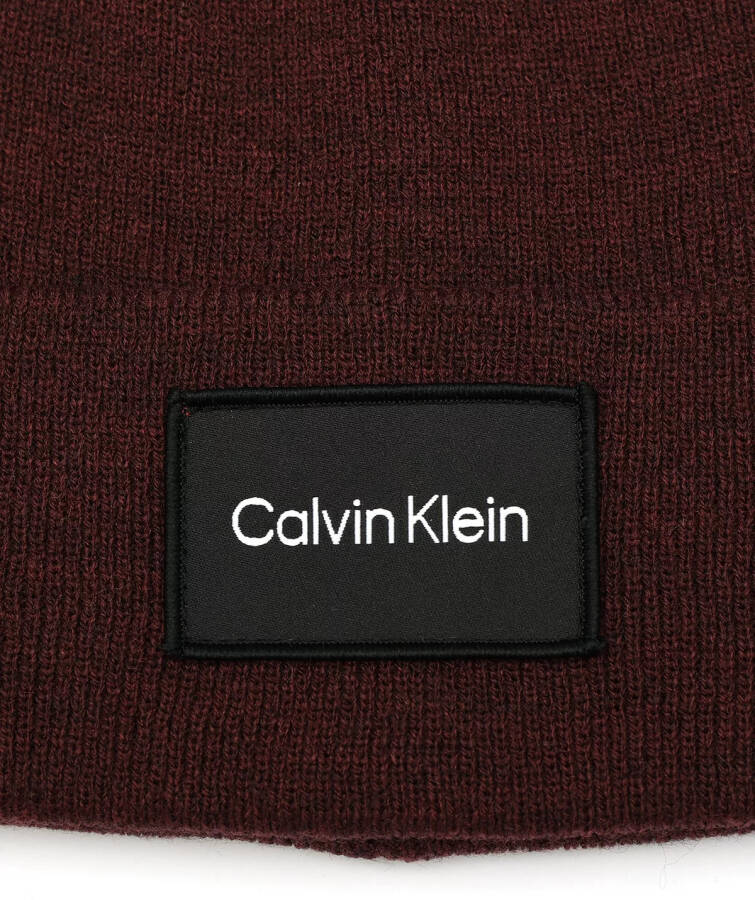 Men's Woven Logo Patch Beanie Tawny Port Heather - 4