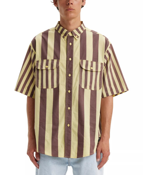 Men's Woven Skate Stripe Shirt Banana Split Brown Yellow - 2