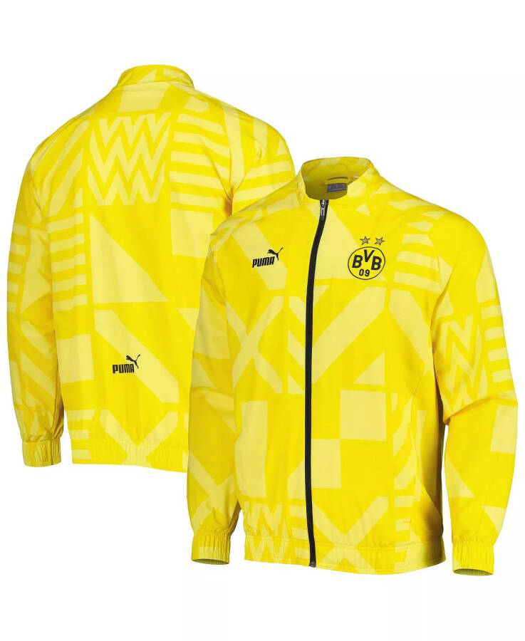 Men's Yellow Borussia Dortmund Pre-Match Raglan Full-Zip Training Jacket Yellow - 4