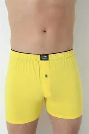 Men's Yellow Button-Fly Boxer 3-Pack 100% Cotton Jersey - 2