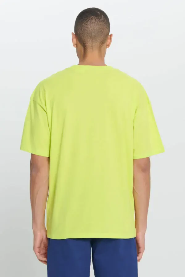 Men's Yellow Real Madrid Licensed Oversize Fit Loose Fit 100% Cotton Crew Neck T-Shirt - 5