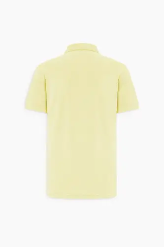 Men's Yellow Slim Fit Polo Collar 100% Cotton Short Sleeve T-Shirt - 8
