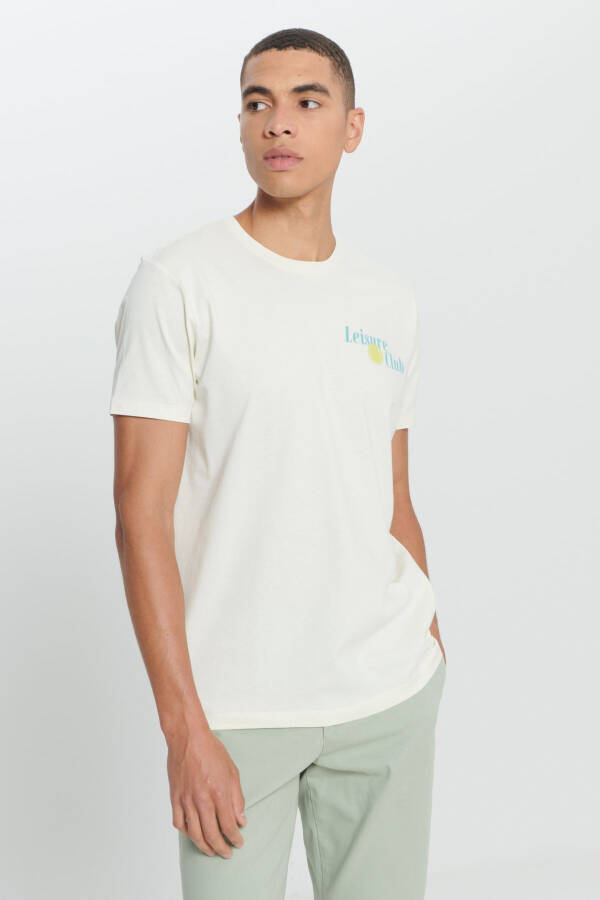 Men's Yellow Standard Fit Regular Fit 100% Cotton Soft Touch Printed Crew Neck T-Shirt - 14