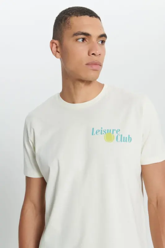 Men's Yellow Standard Fit Regular Fit 100% Cotton Soft Touch Printed Crew Neck T-Shirt - 8
