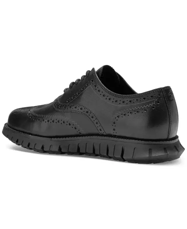 Men's ZERØGRAND Remastered Lace-Up Wingtip Oxford Shoes - Black/black - 3
