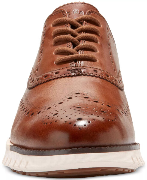 Men's ZERØGRAND Remastered Lace-Up Wingtip Oxford Shoes Ch British Tan/ivory - 4