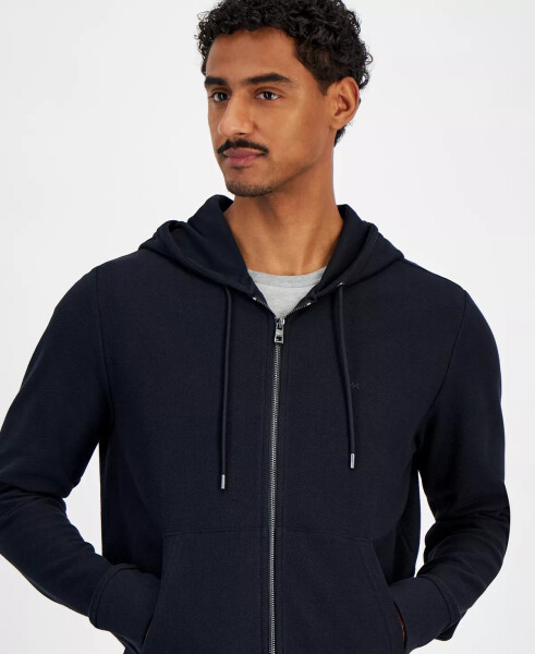 Men's Zip-Front Long Sleeve Knit Hoodie Black - 3