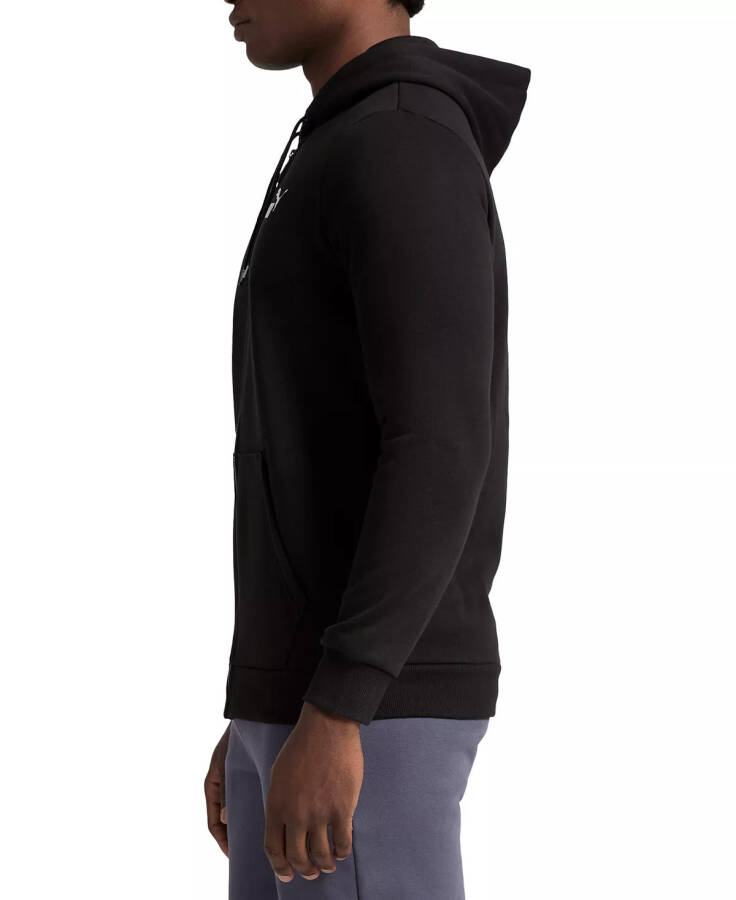 Men's Zip-Front Long Sleeve Small Logo Fleece Hoodie Black - 3