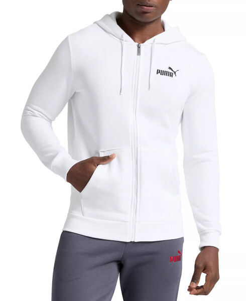 Men's Zip-Front Long Sleeve Small Logo Fleece Hoodie White - 1