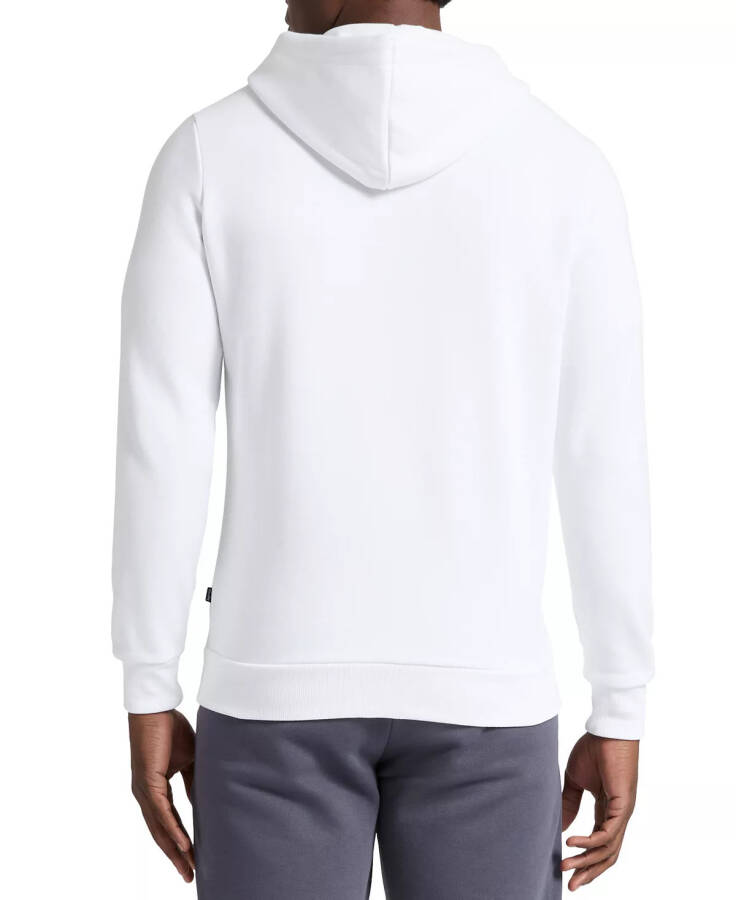 Men's Zip-Front Long Sleeve Small Logo Fleece Hoodie White - 2