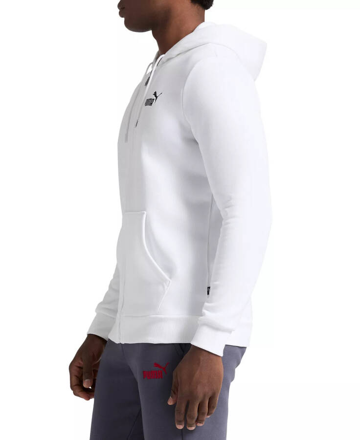 Men's Zip-Front Long Sleeve Small Logo Fleece Hoodie White - 3