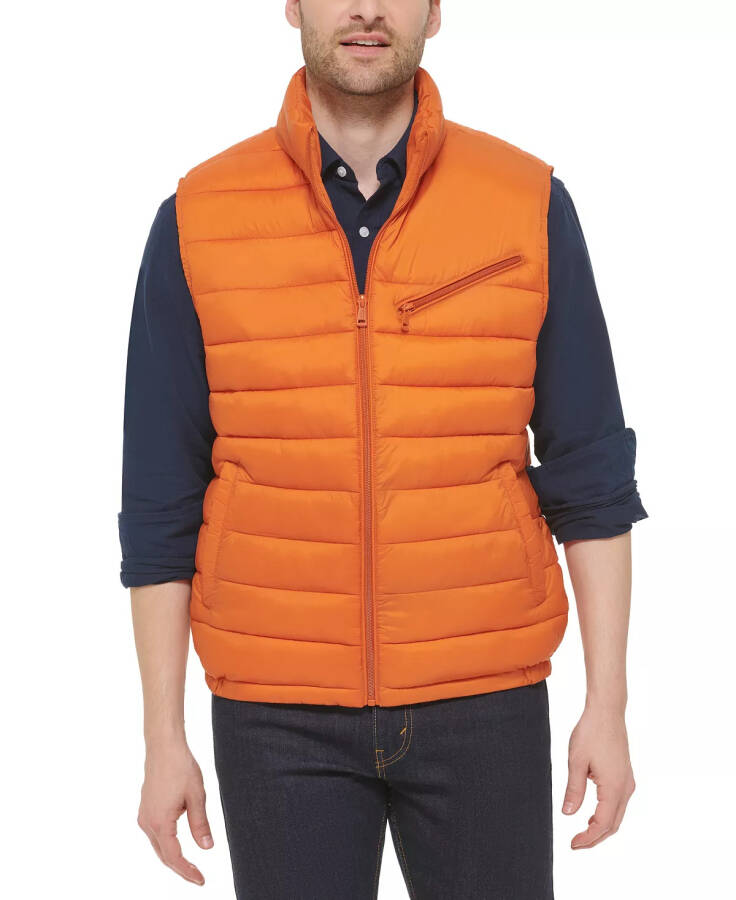 Men's Zip-Front Puffer Vest Burnt Orange - 1