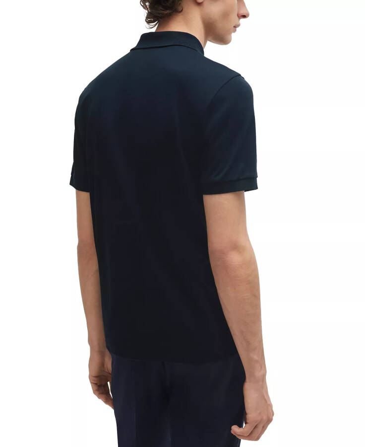 Men's Zip Placket Slim-Fit Polo Shirt Dark Blue - 6