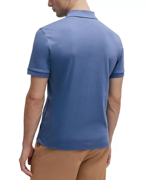 Men's Zip Placket Slim-Fit Polo Shirt Open Blue - 6