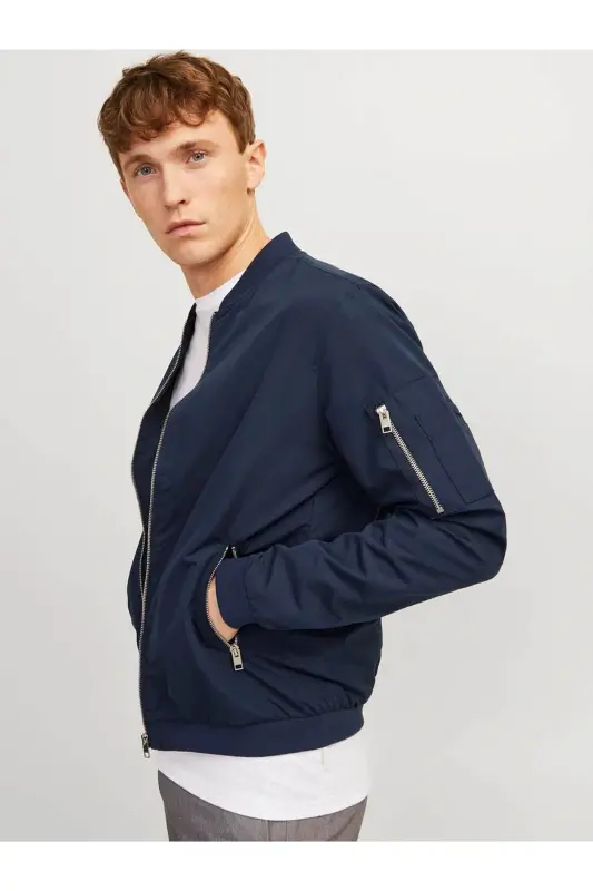 Men's Zip-Up Bomber Jacket - Navy Blazer - 3