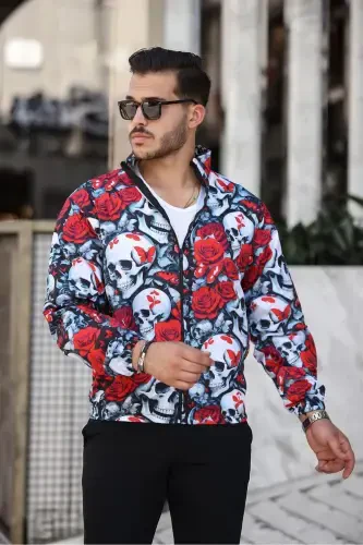 Men's Zip-Up Raincoat-red - Modazone (1)