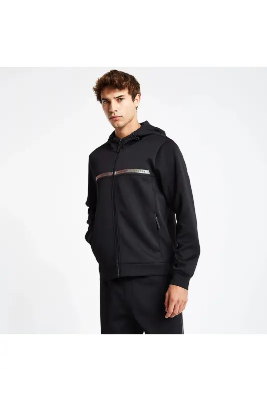 Men's Zippered Hoodie 24N-1128 24NTES001128-Black - 3