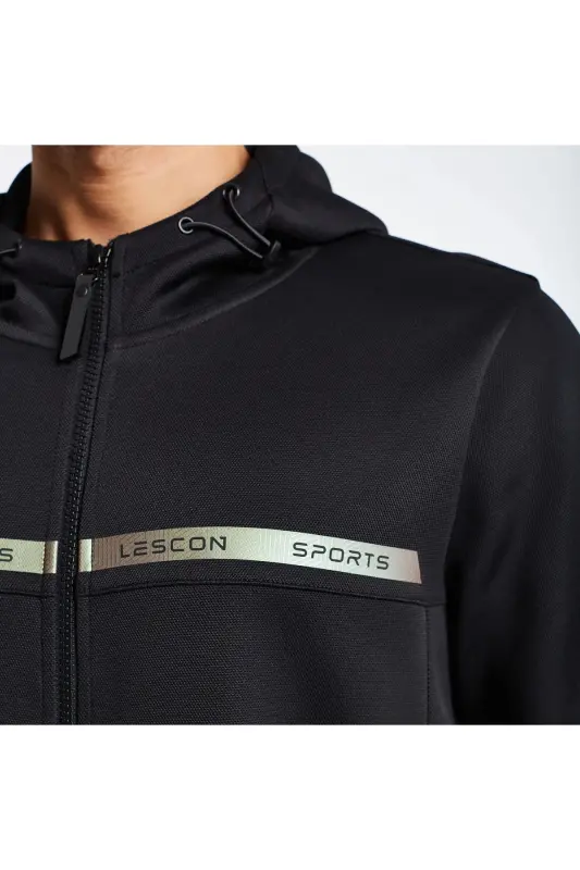 Men's Zippered Hoodie 24N-1128 24NTES001128-Black - 5