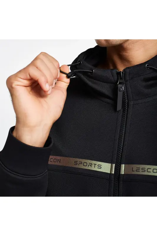 Men's Zippered Hoodie 24N-1128 24NTES001128-Black - 6
