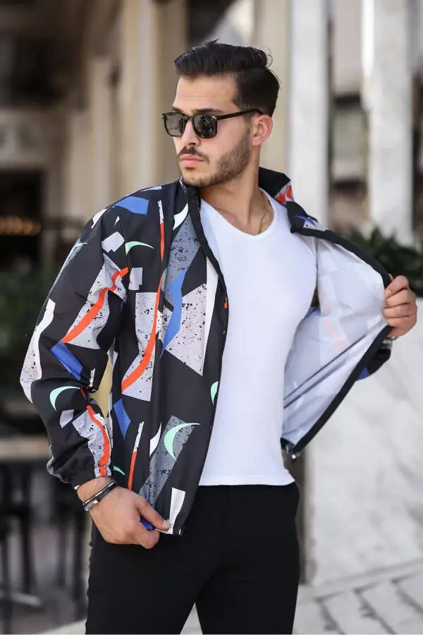 Men's Zippered Raincoat - 1