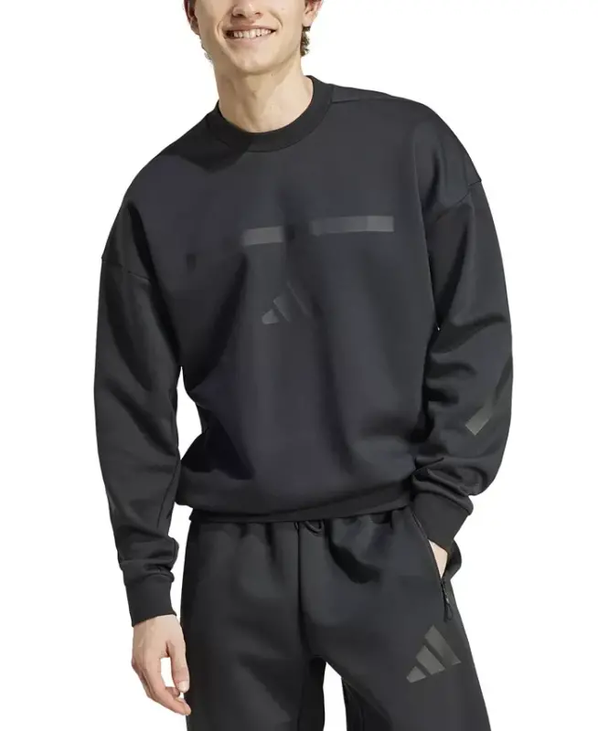 Men's Z.N.E. Bo'shashgan uzun yengli Crewneck futbolka-qora - 1