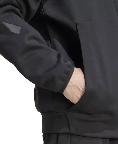 Men's Z.N.E. Classic Fit Long Sleeve Zip-Front Logo Hoodie-Black - 2